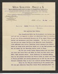 Nachlass Franz Steindachner, Brief von Wilhelm Schlüter an Franz Steindachner (30.05.1911), Inv.Nr. 455.05, Seite 1